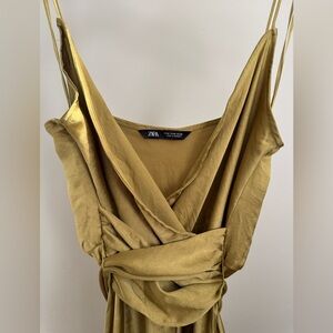 Zara - Metallic Green Satin Gown - Size Medium